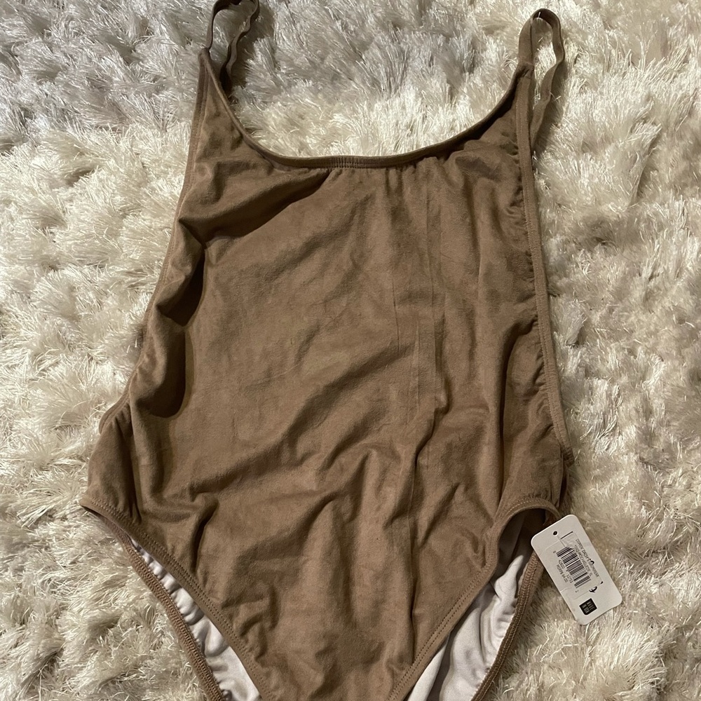Taupe high cut swimsuit one piece